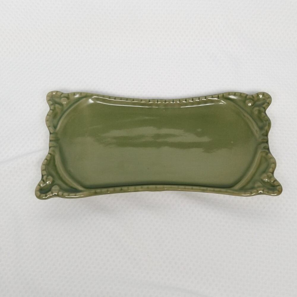 California Pantry 2005 Sage Green Ceramic Tray 7.5" Relish Trinket Soap Dish